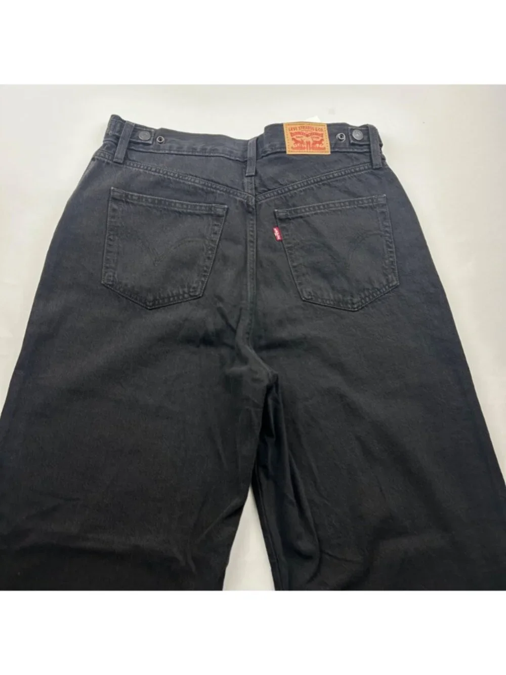 Levi's Black Denim High Rise Cinch Waist Baggy Jeans 31